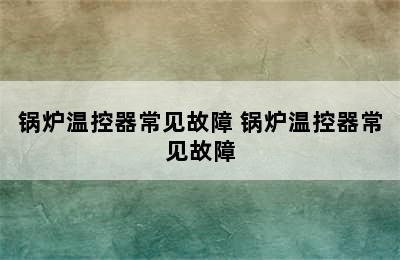 锅炉温控器常见故障 锅炉温控器常见故障